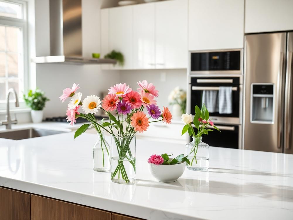 Spotless kitchen countertop and stovetop after a deep cleaning